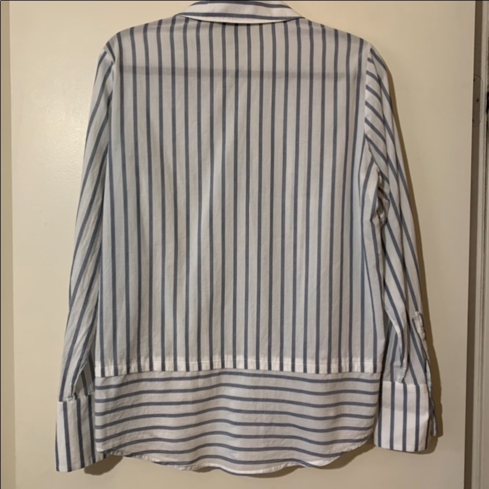 PAIGE White and Blue Striped Button Down Shirt - Picture 13 of 13